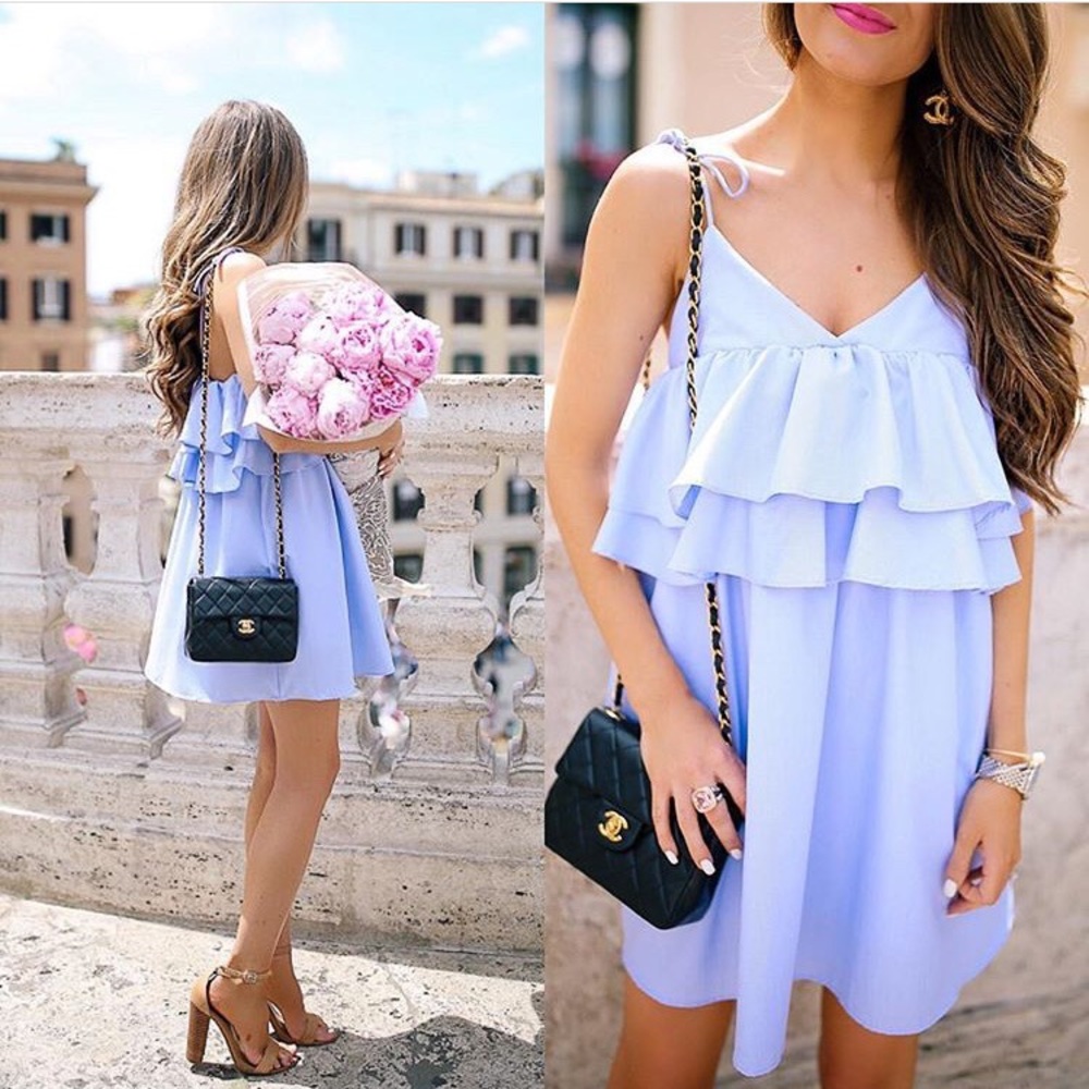 Periwinkle ruffle mini dress